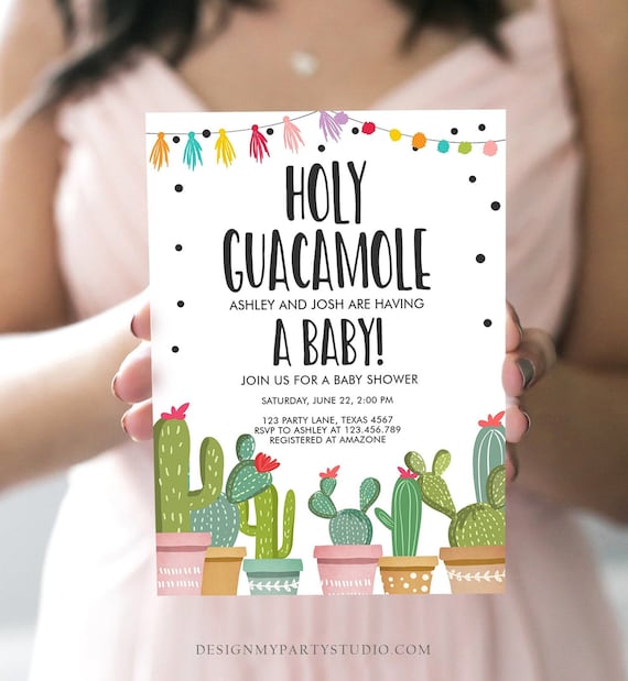 holy guacamole baby shower invitations
