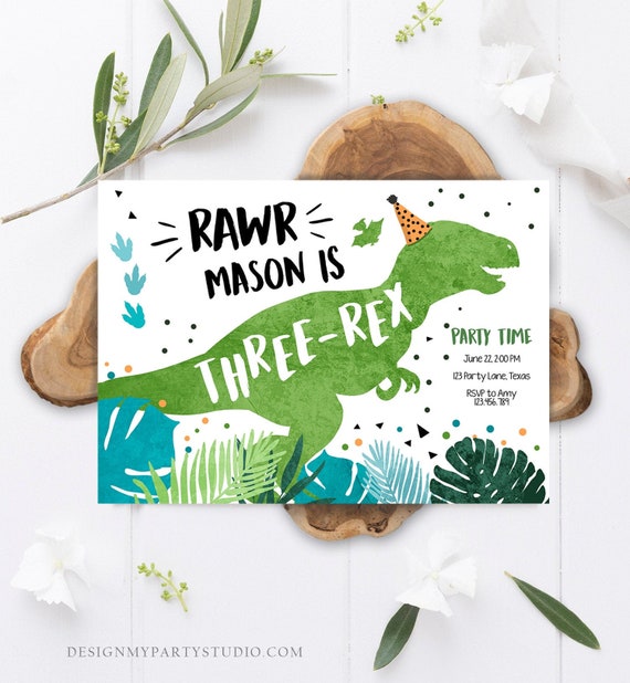 editable-three-rex-dinosaur-birthday-invitation-dino-t-rex-third