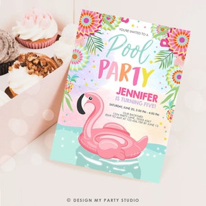 Editable Pool Party Invitation Flamingo Pool Party Birthday Invite Splish Splash Swimming Summer Download Printable Template Corjl 0240 image 2