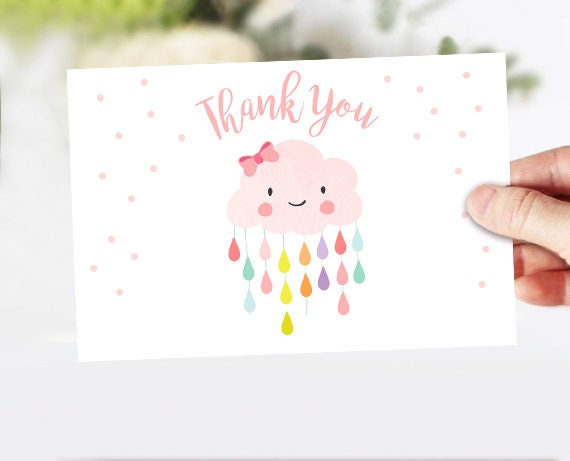 Dreamy Cloud Nine Boy Baby Shower Thank You Card