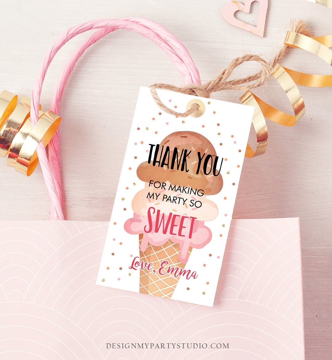 Editable Ice Cream Favor Thank You Tags Ice Cream Birthday - Etsy