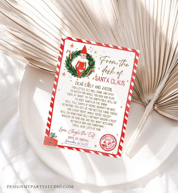 Editable First Time Elf Arrival Letter Return Letter Christmas Elf I'm Back Elf Welcome Christmas Elf Santa Claus Printable Template 0358 Il_570xn