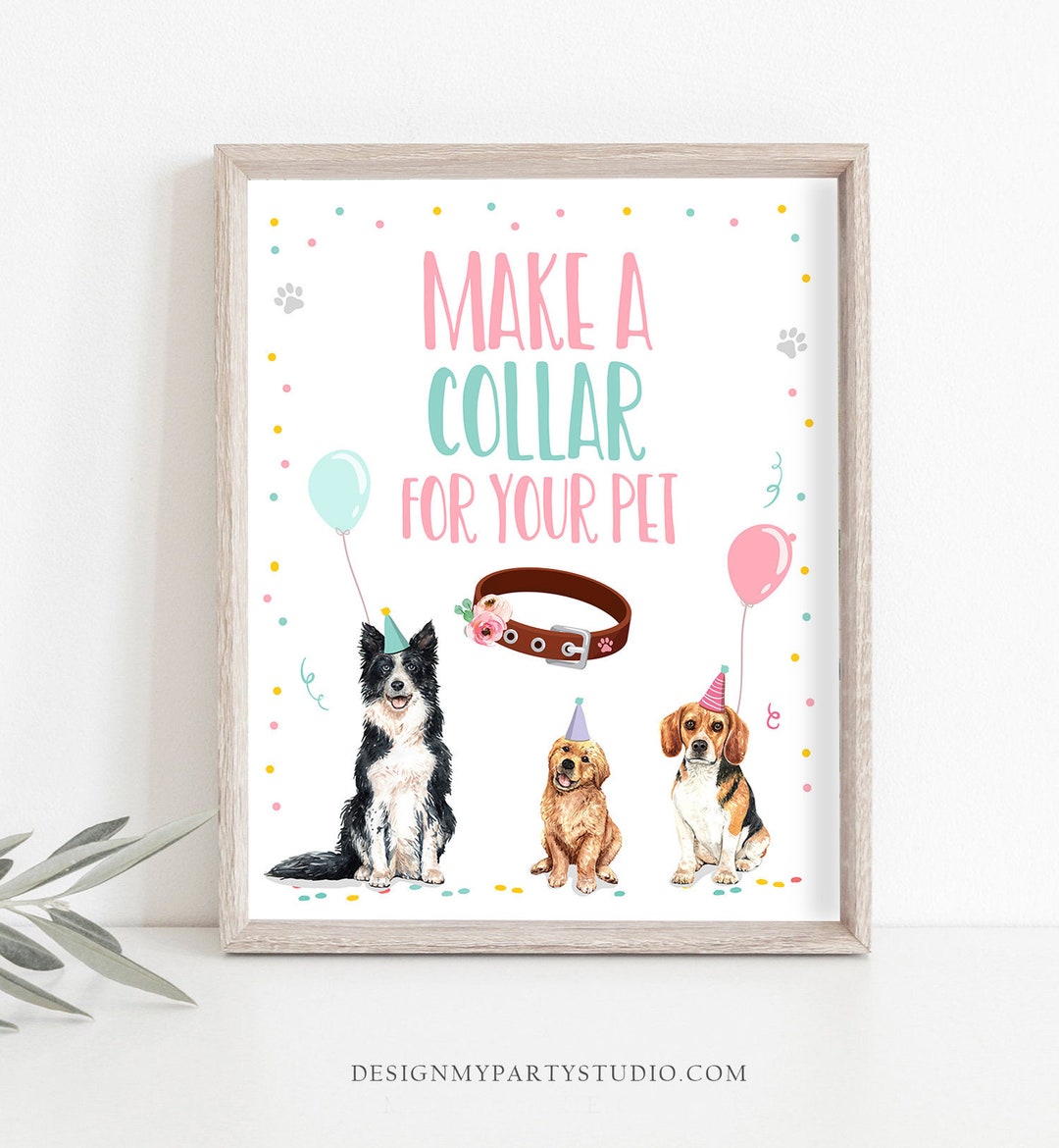 Make a Collar Sign Puppy Birthday Sign Table Decor Dog Birthday Party ...
