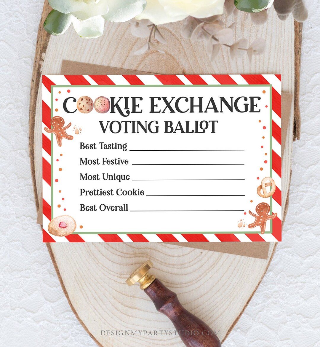 Editable Cookie Exchange Voting Ballots Cookie Vote Cards Christmas Editable Cookie Exchange Voting Ballots Cookie Vote Cards Christmas