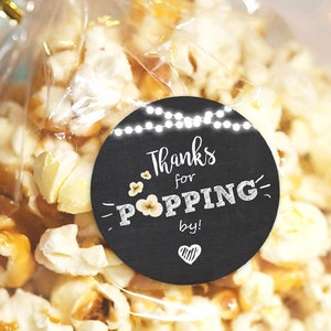 Thanks for popping by Gift Tag Birthday party favor tag Popcorn Favor Tag Stickers Stickers popping by rustic String light PRINTABLE 0110