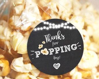 Thanks for popping by Gift Tag Birthday party favor tag Popcorn Favor Tag Stickers Stickers  popping by rustic String light PRINTABLE 0110