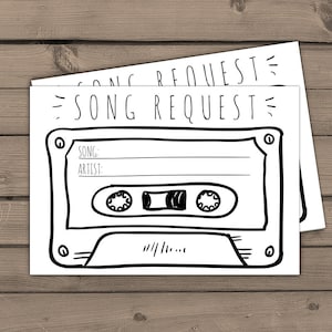 Song Wunsch Karte Kassette Song Wunsch Hochzeit Einlagen Weiße Kassette Song Wunsch Antwortkarte Hochzeitseinladung Lustig DIY DRUCKBAR