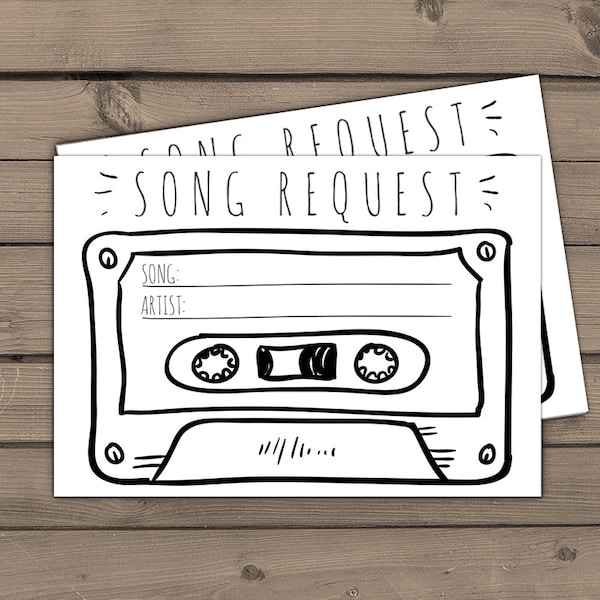 Song Request card Cassette Tape Song Request Wedding insert card White Cassette Song Request RSVP Wedding invitation Funny DIY PRINTABLE