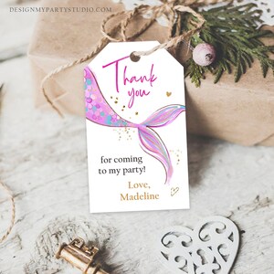 Editable Mermaid Birthday Favor Tags Under the Sea Thank You Tags ...