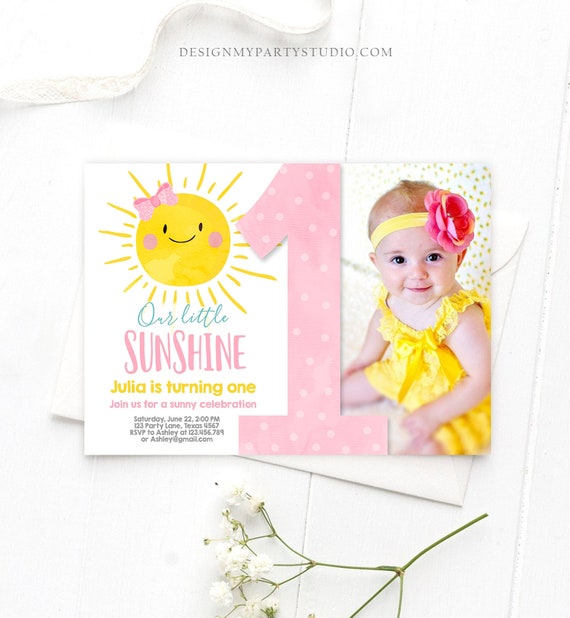 Editable Our Little Sunshine Birthday Invitation You Are My Sunshine