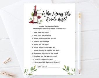 Editable Who Knows the Bride Best Bridal Shower Game Wine Tasting Vineyard Grapes Wedding Shower Activity Corjl Template Printable 0234