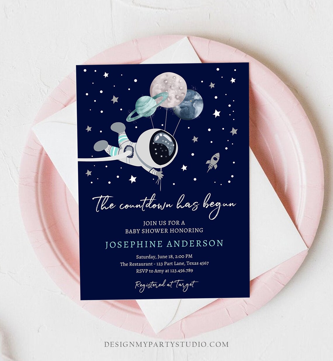 Editable Space Baby Shower Invitation Galaxy Outer Space Etsy