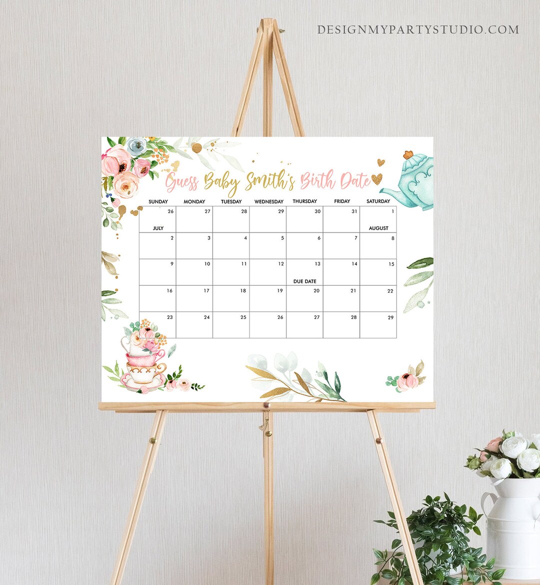 Editable Guess the Birth Date Baby Shower Game Guess Birthday Baby is ...