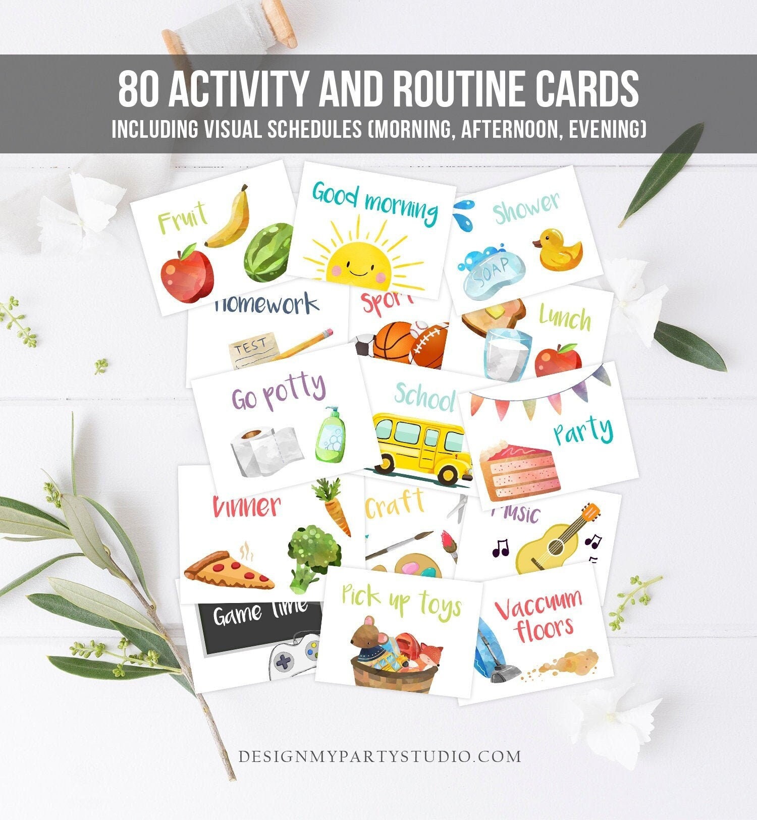 Visual Kindy Routine Visual Schedule Kids Daily Routine Chart 80 Cards Chores School ...