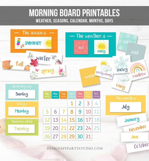 Morning Board Printable Activity Toddler Kids Homeschool Weather Chart