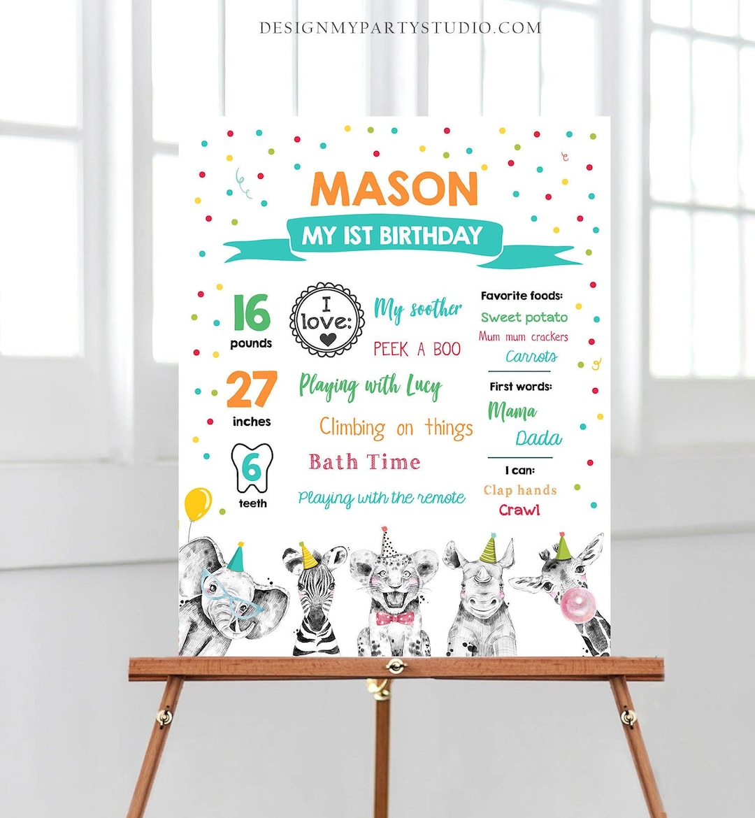 Set of Birthday Party Themed Jungle, Zoo or Safari Animals. Design for Cute  invitation template for a kids birthday party. Vector Collection of flat  hand drawn doodle illustration. 6032649 Vector Art at, image size:1080x1170