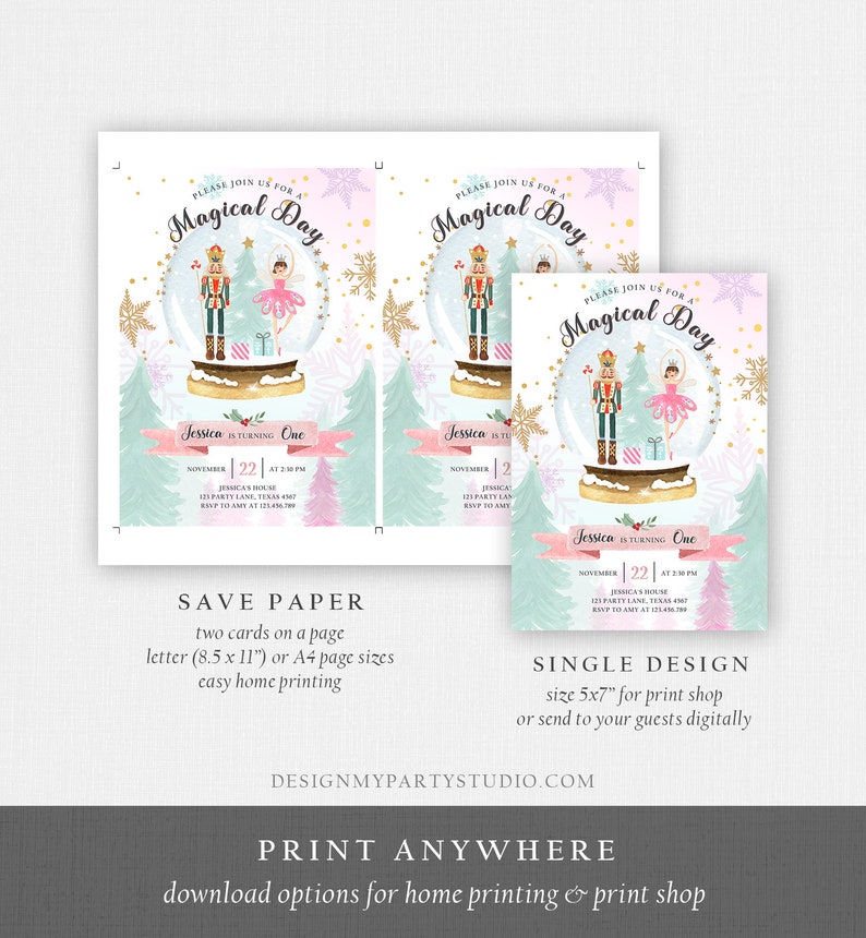 Editable Nutcracker Birthday Invitation Girl Land of Sweets Etsy