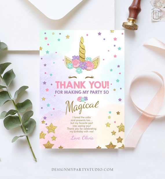 editable-unicorn-thank-you-card-girl-birthday-thank-you-note-pink-gold