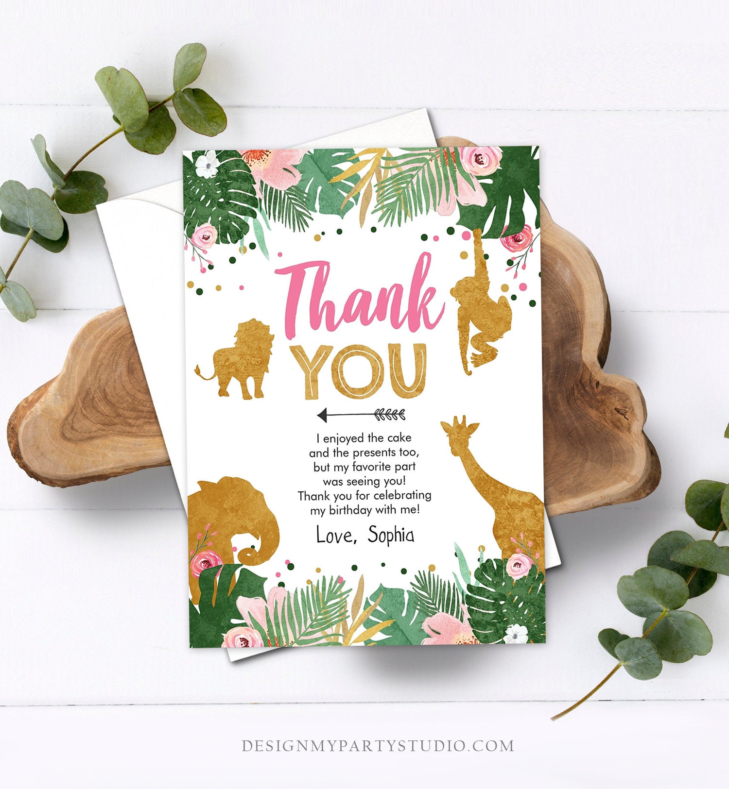 Buy Editable Thank You Card Safari Animals Wild One Thank You Note Online  in India - Etsy
