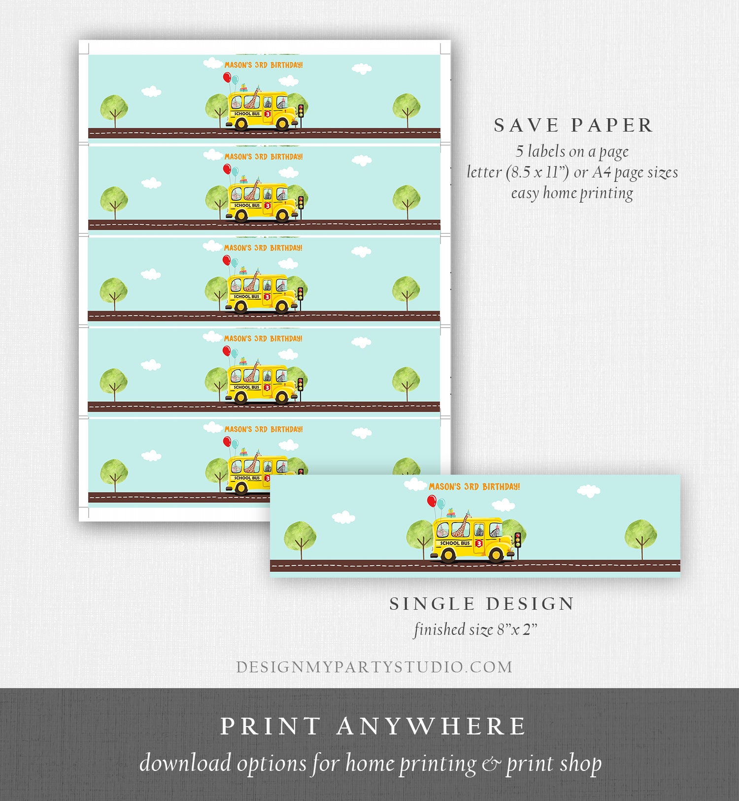 Wheels on the Bus Water Bottle Labels Template Wheels on the Bus