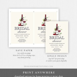 Editable Wine Bridal Shower Invitation Rustic Winery Cheers To Love Country Wine Tasting Couples Download Corjl Template Printable 0234 image 5
