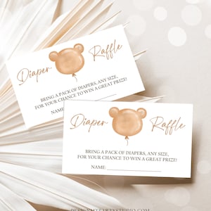 Editable Boho Teddy Bear Diaper Raffle Ticket Bear Baby Shower - Etsy