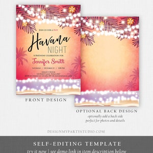 Editable Havana Nights Invitation Night in Havana Birthday Invitation ...