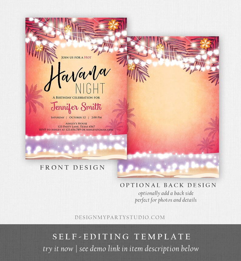 Editable Havana Nights Invitation Night in Havana Birthday | Etsy
