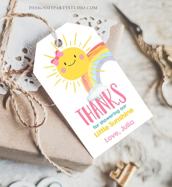 Editable Sunshine Favor tags Little Sunshine Baby Shower Thank you tag ...