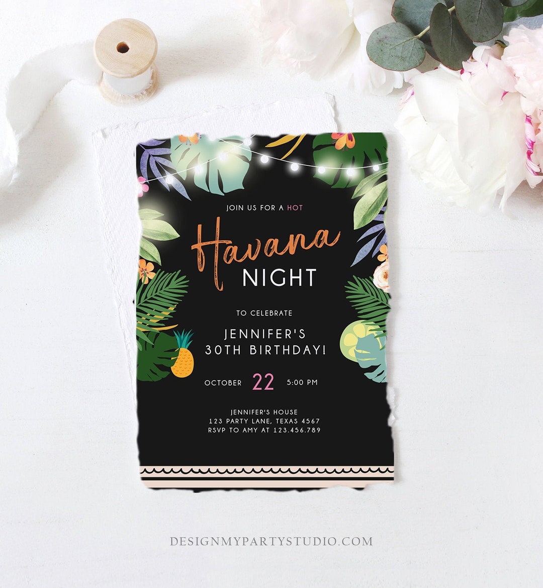 Editable Havana Nights Invitation Night in Havana Birthday Invitation ...