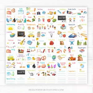 Editable Visual Schedule Kids Daily Routine Chart 80 Cards Chores School Homeschool To Do Preschoolers Calendar Daycare Corjl Template 0341 image 2