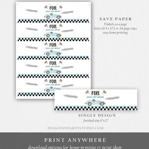 Editable Race Car Water Bottle Labels Race Car Birthday Party Fuel Racing Birthday Boy 2nd Track Download Printable Template Corjl 0424 image 3