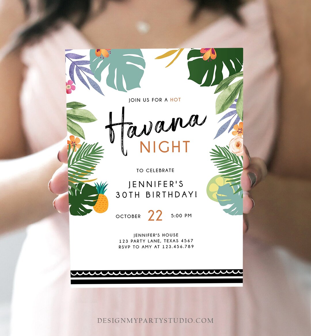 Editable Havana Nights Invitation Night in Havana Birthday Vintage ...