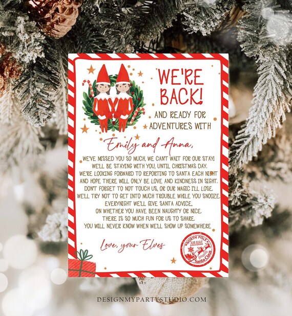 Editable Elf Arrival Letter Return Letter Christmas Elf We
