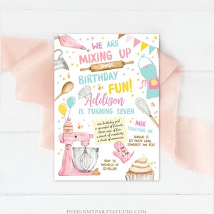 Editable Baking Birthday Party Invitation Kids Cooking Birthday Girl ...