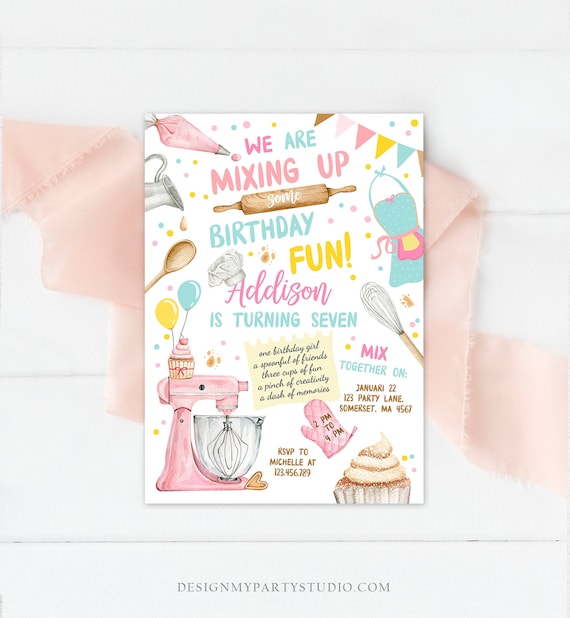 Editable Baking Birthday Party Invitation Kids Cooking - Etsy