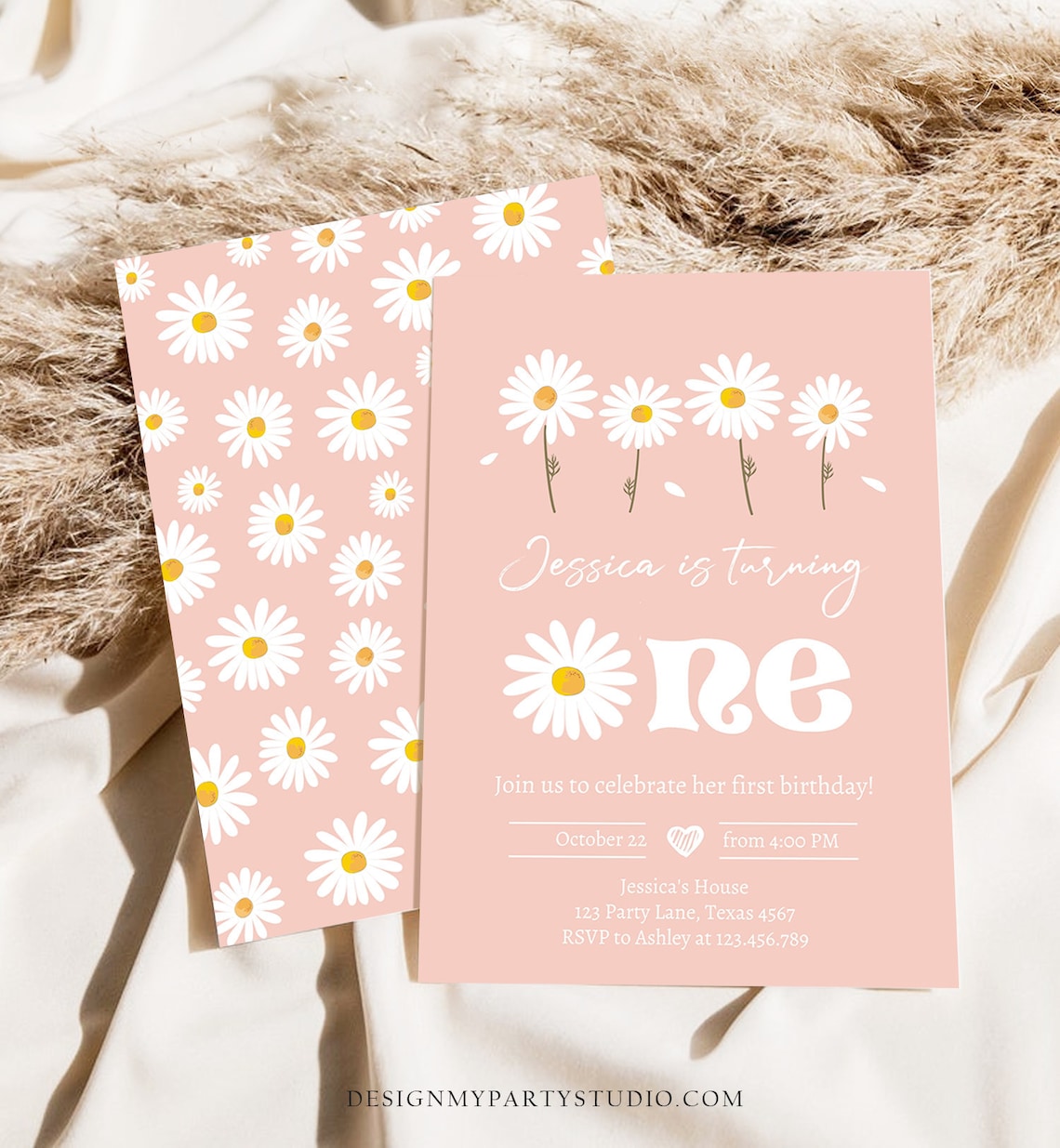 Editable Daisy Birthday Party Invitation 1st Birthday One Etsy Editable Daisy Birthday Party Invitation 1st Birthday One Etsy