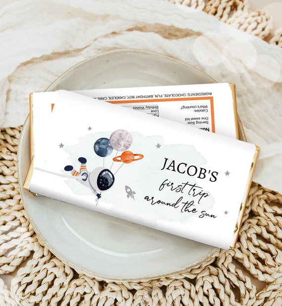 Editable Outer Space Chocolate Bar Labels Candy Bar Wrapper Astronaut Rocket Boy