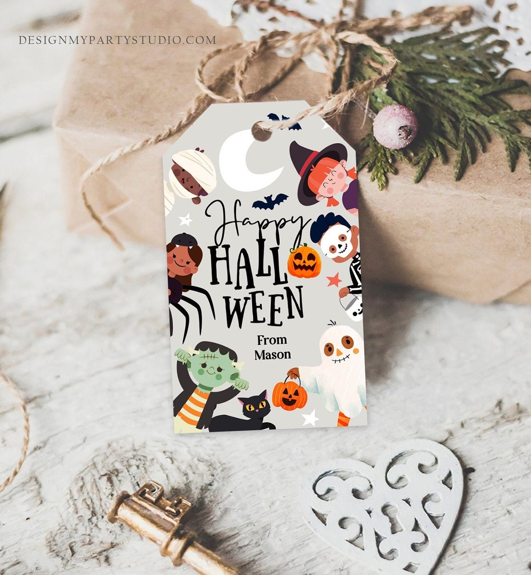 Editable Happy Halloween Gift Tags Trick or Treat Favor Tags Ghost ...
