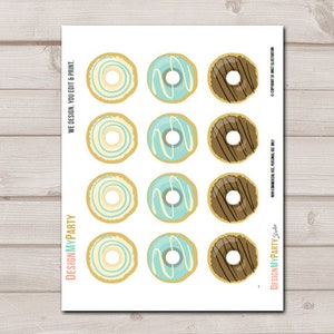 Donut Cupcake Toppers table Centerpiece Birthday Party Decoration Baby Shower Sprinkle Doughnut Boy Blue download Digital PRINTABLE 0050 image 2