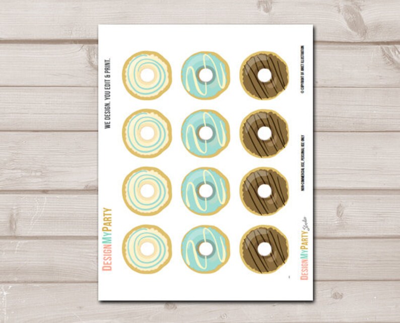 Donut Cupcake Toppers table Centerpiece Birthday Party Decoration Baby Shower Sprinkle Doughnut Boy Blue download Digital PRINTABLE 0050 image 2