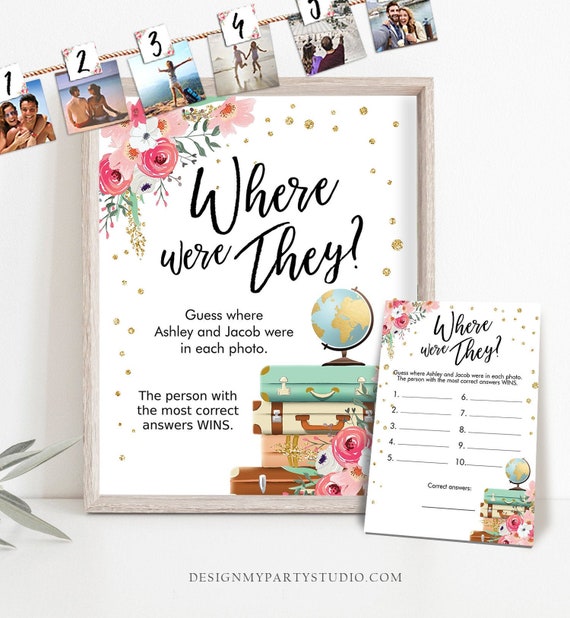 Editable Where Were They Bridal Shower Game Wedding Shower