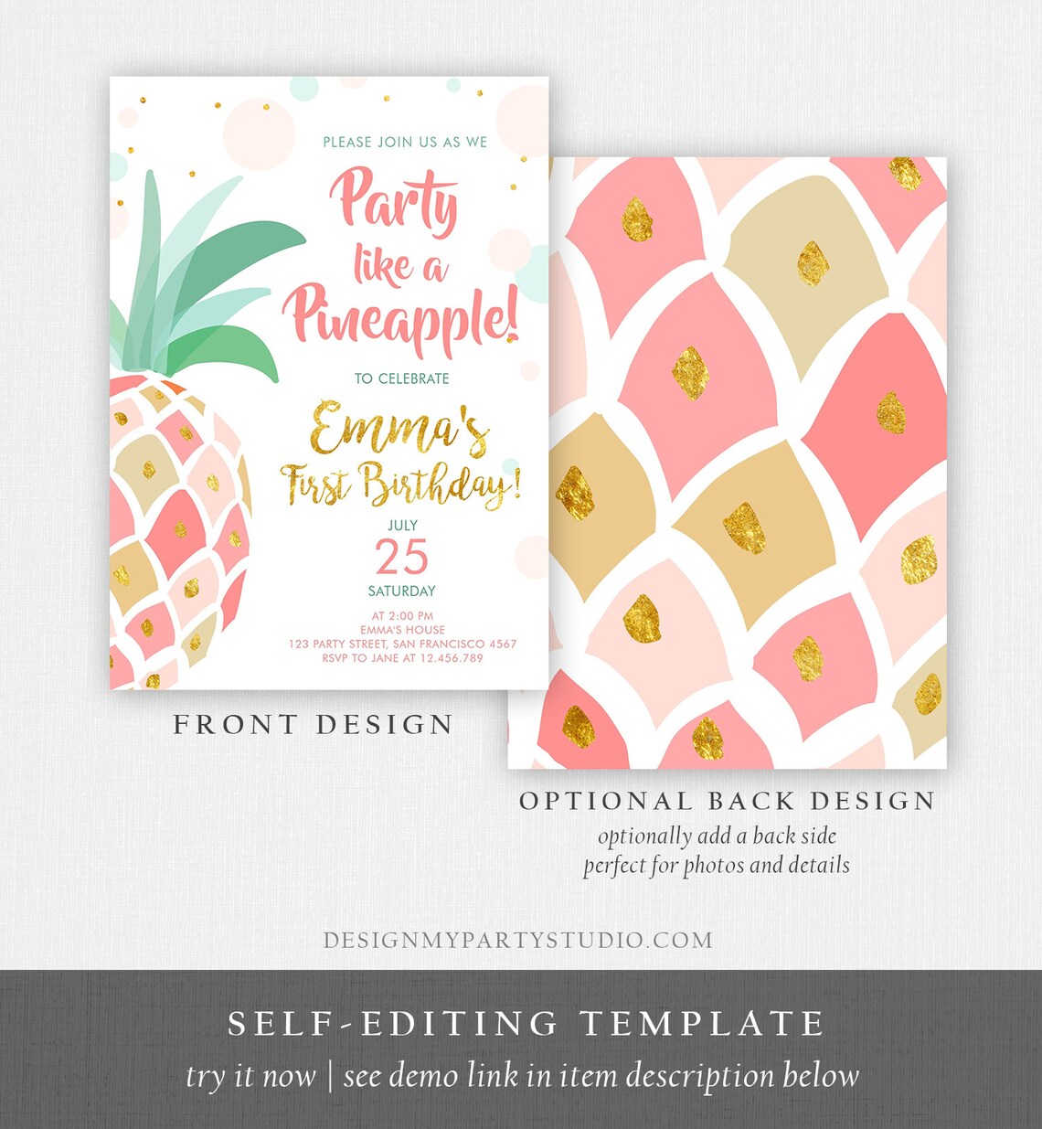 Editable Pineapple Birthday Invitation Party Like a Pineapple | Etsy