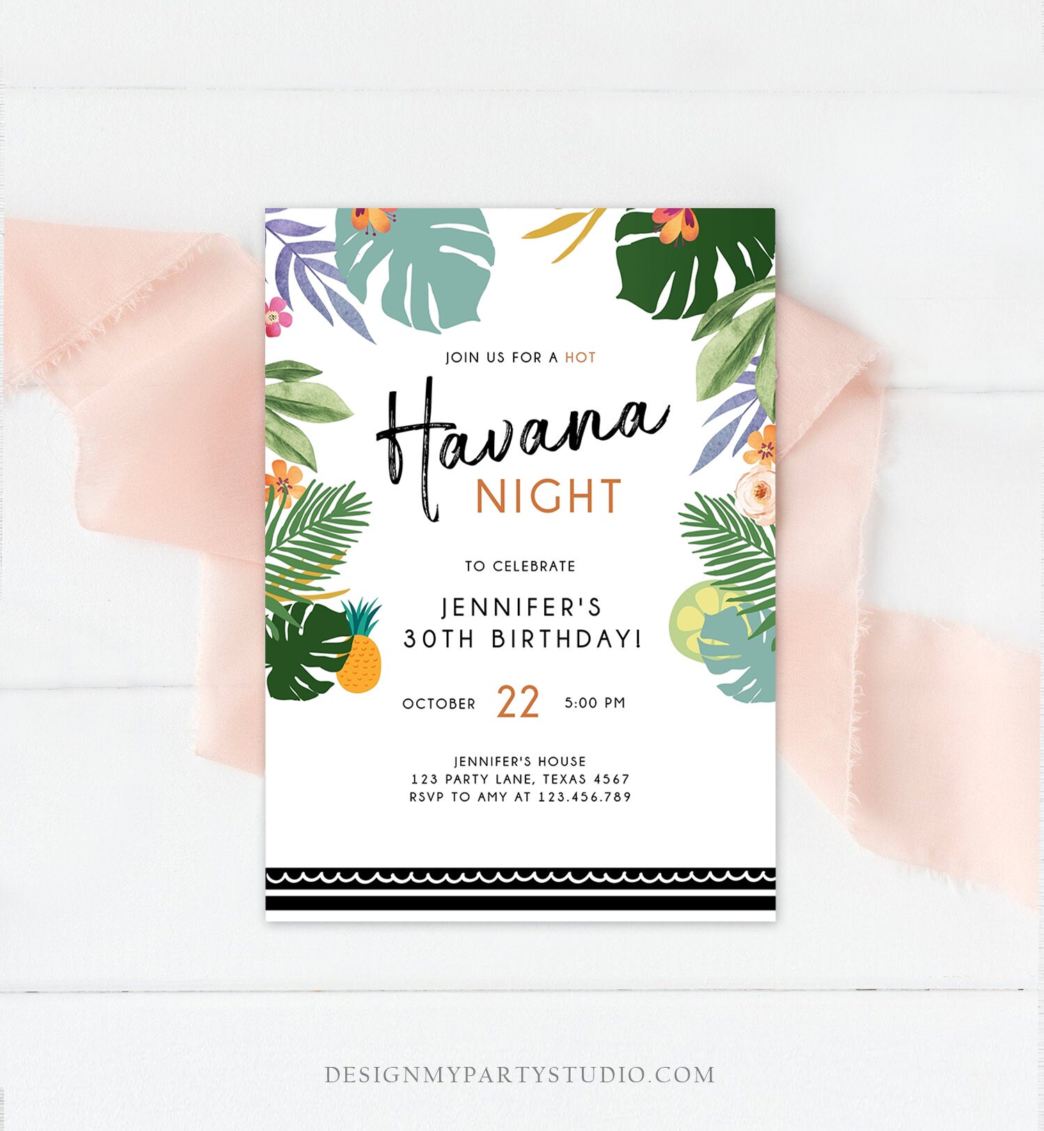 Editable Havana Nights Invitation Night in Havana Birthday - Etsy