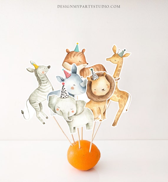 Printable Safari Animals Centerpieces Party Animals Birthday Party Jungle Cake Topper Table Decor Safari Party Decorations DIY Digital 0163 Il_570xn