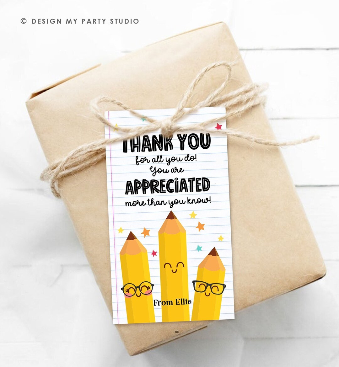 Editable Teacher Appreciation Tag Teacher Tag Thank You Gift Tag End of ...