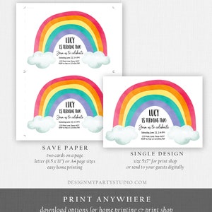 Editable Rainbow Birthday Invitation Kids Girl Boy Neutral Party Clouds Colorful Rainbow Colors Printable Corjl Template Digital 0272 image 6