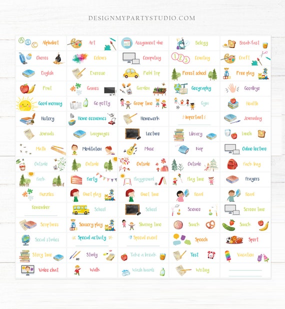 visual homeschool schedule cards homeschooling subjects