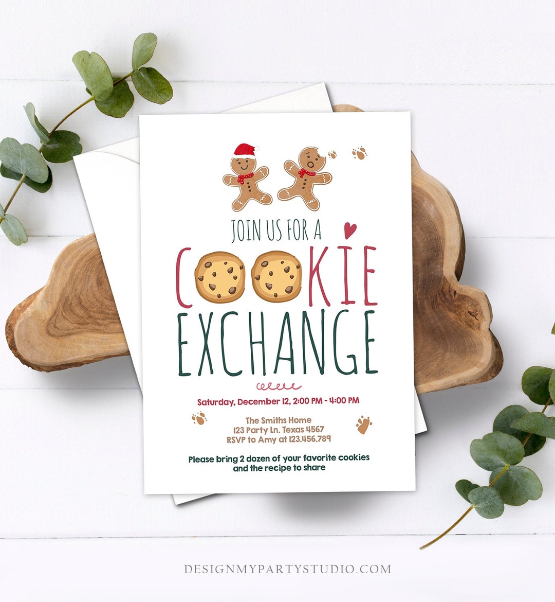 Editable Holiday Cookie Exchange Invitation Christmas Party - Etsy