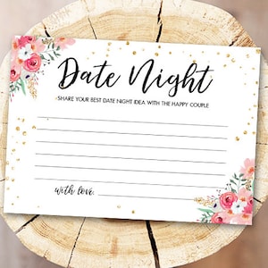 Ideas para una noche de cita Juego para una despedida de soltera Idea para una noche de cita Tarjeta con frasco de citas Juego de fiesta Actividades para una noche de cita Floral Rosa Descargar imprimible 0030 0318